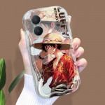 Armas koomiksimustriga kreemjas tekstuuriga korpus, lainelise servaga pehme silikoonkaanega telefoni&uuml;mbris Vivo jaoks Vivo V30E 5G must