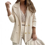 Naiste l&uuml;hikese tekstuuriga &auml;ri vabaaja n&ouml;&ouml;biga t&ouml;&ouml;jakid, eest avatud pikkade varrukatega s&uuml;gisriietus M beež