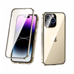 360 kraadi t&auml;iskaitsega magnetiline metallist kaitseraua&uuml;mbris iPhone 15 14 13 12 11 Pro Max Plus 15Pro iPhone'i esi- ja tagaklaasist kate For iPhone 11 Pro kuld