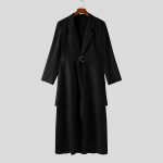 INCERUN meeste pikkade varrukatega rihveldatud ebakorrap&auml;rase pikkusega bleiseriga &otilde;hukesed mantlid 4XL must
