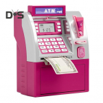 Lastele m&otilde;eldud pangaautomaadi hoiup&otilde;rsas m&auml;nguasi kaardiga Elektrooniline sularaha, m&uuml;ntide s&auml;&auml;stupank, &otilde;petlik automaatne parool sularahaautomaat v&auml;ikelastele poistele t&uuml;drukutele roosa