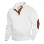 Mood Meeste Vabaaja V&auml;lisriiete P&uuml;stkrae Pikkade Varrukatega V&auml;rviplokiga V&auml;ike Ruuduline Kootud Pullover Dressipluus L valge