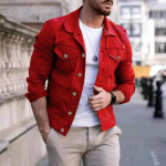 Uued Hip-hop Meeste Denim Joped Streetwear Vabaaja Puuvillane Klassikaline Slim Teksajakk Meeste R&otilde;ivad Kauboi Jakk L punane