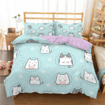Kawaii kassiga tekikate Cartoon voodipesukomplekt Mikrofiiber Armsad 3D-loomadega tekikate &Uuml;heinimese, kaheinimese, king-suuruses Lastele, poistele, t&uuml;drukutele, teismeliste tuppa EU single(135x200cm)