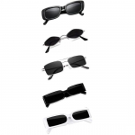 Sheomy Unisex Combo pakkumine 5 tooni prillidega Black Candy MC stan Rectangle Retro Vintage kitsad p&auml;ikeseprillid naistele::Mehed