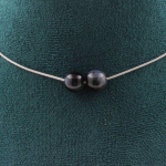 Pierres et Min&eacute;raux. Collier 2 perles Oeil de faucon 8 mm. Chaine en acier inoxydable Collier femmes, hommes. Taille personnalisabl