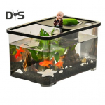 Plastikust akvaarium V&auml;ike Betta akvaarium rippuva korviga Kodumajapidamises akvaariumi kilpkonnapaagi komplekt kilpkonnadele krabidele kaladele kahepaiksetele roomajatele valge