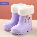 2023 Laste sametvoodriga talvised vihmasaapad - Soojad, veekindlad kingad poistele ja t&uuml;drukutele, suurused algkooli &otilde;pilastele Inner Length 15cm [24-25]