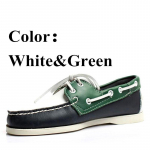 Men Women Genuine Leather Docksides Classic Boat Shoes,Homme Femme Navy Blue-Red Plus Size 36-46 Brand Flats Loafers A085 45