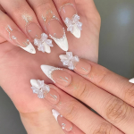 24 tk. Press On Nails Mandli/Stiletto Pink Bowknot S&otilde;rmeotsaga Prantsuse armsad kunstk&uuml;&uuml;ned T&auml;iskattega v&otilde;ltsk&uuml;&uuml;nte komplekt 24pcs