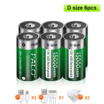 1,5 V v&otilde;imsusega laetav aku 15 000 mWh LR20 liitiumioonakud LR14 C suurusega liitiumaku gaasiseadmetele, veeldatud pliit 6PCS D Size Battery