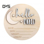 Tere maailm Vasts&uuml;ndinu m&auml;rk Kuu t&auml;hed Disain puidust s&uuml;nnikuulutuste tahvel Beebi nimetahvel vasts&uuml;ndinu tervitusm&auml;rk lasteaia sisekujunduseks Baby Shower King