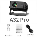 Aun A32 Pro Android 13 Projektor Kaasaskantav Kino Kodukino Mini LED-projektor 3D WiFi Telefonile Arvutile 4K Video 1080p Film UK Plug