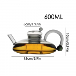 Klaasist teekann 600ml/20oz Kuumuskindel klaasist kohvikann Multifunktsionaalne lahtiste lehtede teekeetja Praktiline joogikann puhas
