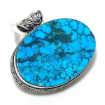 Tibetan Turquoise Handmade 925 Sterling Silver Jewelry Pendant 1.81 j1g71
