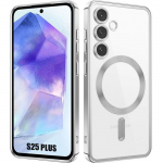 Coque pour Samsung Galaxy S25 Plus (S25+) avec Cercle Magn&eacute;tique - Argent&eacute; - BOOLING&reg;