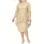 Suure suurusega kleit, Naiste &otilde;htukleit, Raske t&ouml;&ouml;stuse pits tikandiga kaheosaline komplekt, Temperamentne, Igap&auml;evane, Slim-fit XL &scaron;ampanjav&auml;rvi