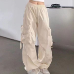 Beežid Hip Hop Cargo p&uuml;ksid Naistele Harajuku Y2K Vintage Baggy Streetwear Oversize laia s&auml;&auml;rega langevarjup&uuml;ksid Naiste Korea mood M