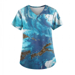 Suures suuruses tr&uuml;kitud Scrub t&ouml;&ouml;vormi topid naistele V-kaelusega l&uuml;hikeste varrukatega T-s&auml;rgid taskutega t&ouml;&ouml;riiete T-s&auml;rk XXXL