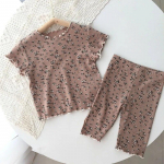 0&ndash;12-aastased 2 tk Suvised Beebid T&uuml;drukud Lapsed Lapsed Print Lilleline Lounge Magamisriided Moodsad l&uuml;hikesed p&uuml;ksid Komplekti Riided 100