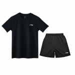 Li Ning Lauatennise Seeria Kerge Hingav L&uuml;hikeste Varrukatega Lihtne Logo Prindiga L&uuml;hikesed P&uuml;ksid Mugav Mitmek&uuml;lgne Vabaaja Spordidress Meeste &uuml;likond AATV055-1 S