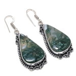 Natural Indian Moss Agate 925 Sterling Silver Jewelry Earring 2.21 d6y53
