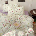 Voodipesu neljaosaline komplekt, nahas&otilde;bralik, hingav ja mugav pastoraalse stiiliga voodilina, tekikott, padjap&uuml;&uuml;ride komplekt 2.0m bed