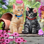 Kit carte broderie diamant 18x18cm Chaton mitmev&auml;rviline