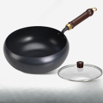 Traditsiooniline sepistatud rauast vokipann 24 cm Rauast k&ouml;&ouml;gitarve f&uuml;&uuml;silise mittenakkuva tehnoloogiaga Kattevaba Hiina pann 24cm black
