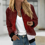 Naistele m&otilde;eldud jakid pikkade varrukatega, kerge lukuga ja prindiga &uuml;ler&otilde;ivad vabaaja tepitud jakid taskutega XL