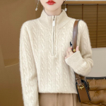 Naiste ka&scaron;miirkampsun Qinghe ka&scaron;miir 30% ka&scaron;miir 70% vill s&uuml;gis-talvine pullover soe ja moekas M beež