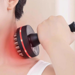 Meridian Harja Kaasaskantav Intelligentene Kehamassaažihari K&auml;eshoitav Gua Sha T&ouml;&ouml;riist Vibratsioon Punase Valguse Kiiritus Kogu Keha EU Plug must