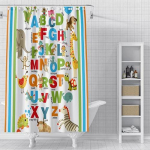BohoGeometricBlueThemeBathroomDu&scaron;ikardin Cute3DPrinditud Veekindel kangas lasteleGeomeetrilise Mustriga Dekoratiivne du&scaron;ikardin 90x180cm