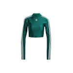 Adidas Originals 3 triibuga l&uuml;hike pikkade varrukatega k&otilde;rge kaelusega topp naistele Roheline IR8136 XS