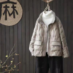 S&uuml;gis-talve naiste valge pardi sulejope vabaaja kraega t&otilde;mblukuga taskud parkasjakk lahtised kerged sulejoped M hall