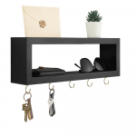 Puidust seinariiul konksudega Sissep&auml;&auml;su dekoratiivne v&otilde;ti ja rahakotihoidja seinale p&auml;ikeseprillide, jalutusrihmade, sallide ja kaelapaelte jaoks must