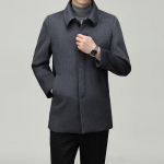 Firstview Men's Wool Blend Business Casual Mid-length Overcoat 4XL