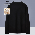 Qipilong Men's Round Neck Jacquard Pullover Sweater with Wool 2XL