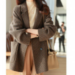 S&uuml;gistalvine lahtine ruuduline tviidvillane mantel, &uuml;herealised s&auml;lgulised naiste bleiserid pikkade varrukatega jakid S