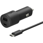 Chargeur de v&eacute;hicule Motorola SJV102-EU noir avec ports USB-A et USB-C, chargeur avec charge rapide de 45 W, comprend un c&acirc;ble USB-C