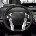 Toyota Prius 30 XW30 jaoks 2009 2010 2011 - 2015 Prius C US 2012-2017 auto roolikatte viimistlus must nahk punasega