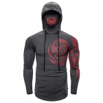 Meeste Trend Maskiga Kapuutsiga Dressipluus Elastne Fitness Tatuaažitr&uuml;kiga Kapuutsiga Dressipluus Mees Meeste Hip Hop Ninja &Uuml;likond Streetwear S tumehall v&auml;rv