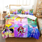 Anime W-Winx Club Tekikott Padjap&uuml;&uuml;r Laste Kingitus Voodipesu Komplekt T&auml;iskasvanud Poiss T&uuml;druk Magamistoa Kaunistus &Uuml;he Kahekohaline Suur AU Single(140*210cm)3pcs