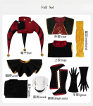 Freak Show Tsirkuse Pierrot Cosplay Kost&uuml;&uuml;m T&auml;iskomplekt Klouni Tegelase Rollim&auml;ngu Riietus M&auml;ng Otome Stiil Unisex Esituskomplekt S