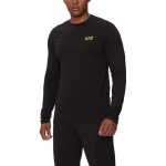 Emporio Armani EA7 logomustriga kitsa l&otilde;ikega &uuml;mmarguse kaelusega pikavarrukaline t-s&auml;rk Meeste pealiskatted Must 8NPT28-PJVQZ-0208 XXL