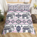 H&otilde;imuelefandi tekikott komplekt Eksootiline etniline stiil Metslooma voodipesukomplekt Suur (Queen) Mikrokiud Retro mandala paisleymustriga tekikate EU Single(135*200cm)3pcs