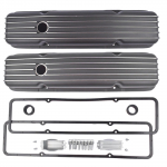 SBC 283-400 k&otilde;rge ribiga poleeritud alumiiniumist klapikatted, sobib '58-'86 mudelitele High Valve Cover without Gasket