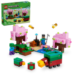 LEGO Minecraft Kirsi&otilde;ite aia videom&auml;ngu m&auml;nguasi lastele, ehituskomplekt 2 Minecrafti minifiguuri, 1 mesilase ja 1 Snifferi kujukesega, k&auml;ed-k&uuml;ljes Minecraft pink