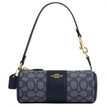Coach Nolita 20 Logoga T&otilde;mblukuga Jacquardist ja Siledast Nahast K&auml;ekott V&auml;ike Naiste k&auml;ekotid Kesk&ouml;&ouml;sinine CU989-IMX1X Basic Set (Bag+Dust Bag)