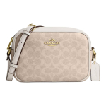 Coach Jamie Crossbody 19 Topelt C Monogramm T&otilde;mblukuga Sulgemine Nahast &Otilde;lakott V&auml;ike Naiste &otilde;lakott Beež Valge CZ186-IMXDM Basic Set (Bag+Dust Bag) beige